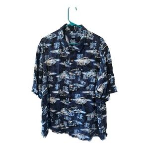 Puritan 2XL Hawaiian Shirt Rayon Tropical Car Print Button Front Mens